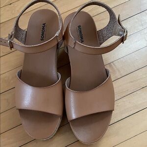 Sonoma Women's Brown Strap wedge Sandals size 7